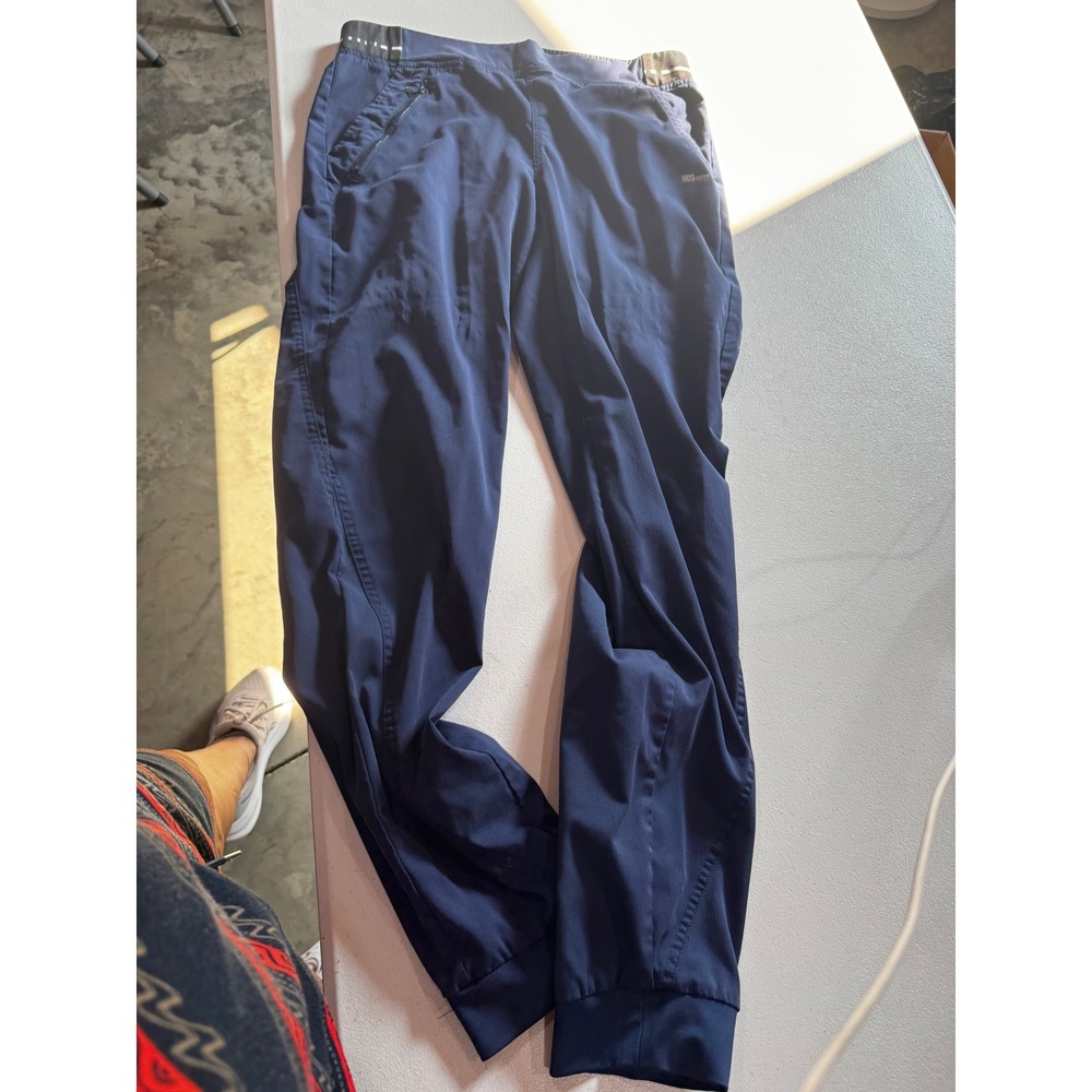 Greys Anatomy by Barco Navy Blue Scrub Set Spandex Stretch Top L Jogger Pants MT